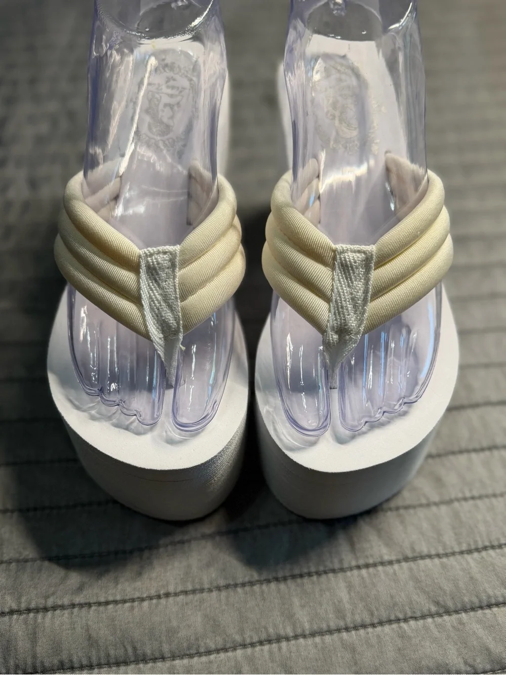 Platform Wedge Flip-Flop Sandals in Cream/ 6.5/37